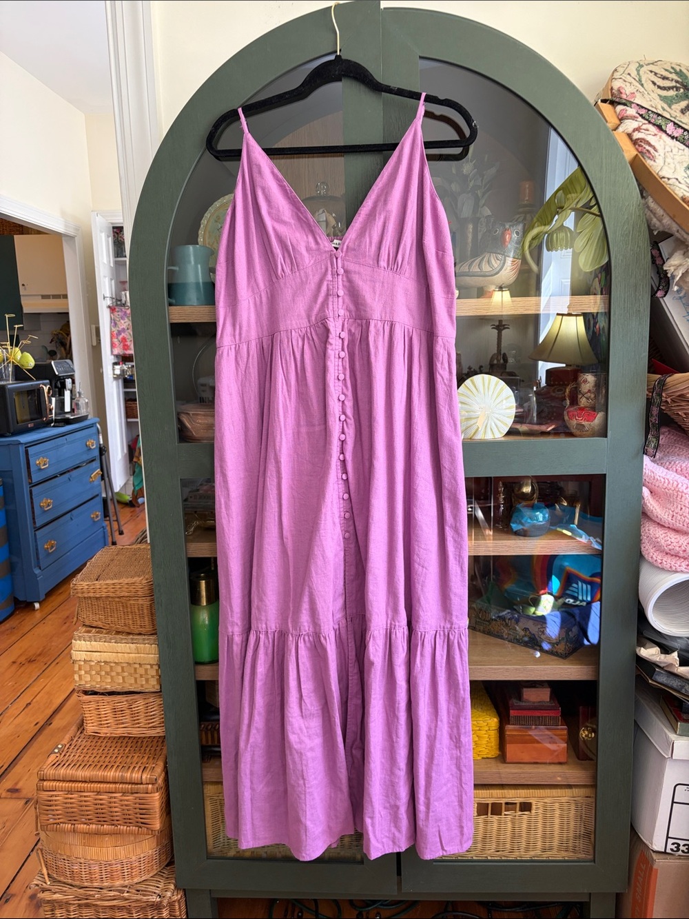 Abercrombie & Fitch Pink Lavender Button-Front Maxi Dress